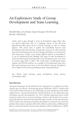 An Exploratory Study of Group Development and Team Learning