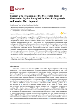 Current Understanding of the Molecular Basis of Venezuelan Equine Encephalitis Virus Pathogenesis and Vaccine Development