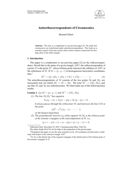 Antiorthocorrespondents of Circumconics