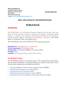 WORLD BANK Introduction