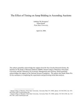 The Effect of Timing on Bid Increments in Ascending Auctions