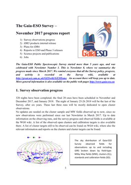 The Gaia-ESO Survey – November 2017 Progress Report