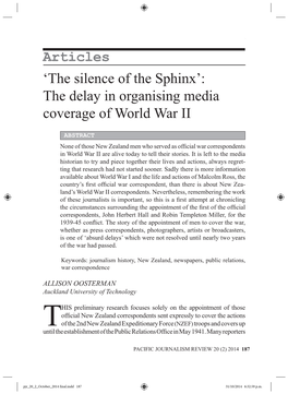 Articles 'The Silence of the Sphinx': the Delay in Organising Media