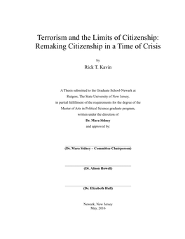 Terrorism and the Limits of Citizenship: Remaking Citizenship in a Time of Crisis