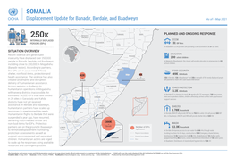 SOMALIA Displacement Update for Banadir, Berdale, and Baadweyn As of 6 May 2021