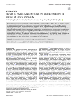 Protein N-Myristoylation: Functions and Mechanisms in Control of Innate Immunity