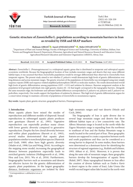 Genetic Structure of Zannichellia L. Populations According to Mountain Barriers in Iran As Revealed by ISSR and SRAP Markers