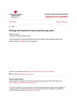 Etiology and Treatment of Post-Operative Gas Pains