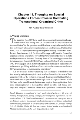 Chapter 11. Thoughts on Special Operations Forces Roles in Combating Transnational Organized Crime