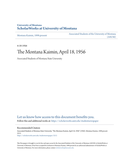The Montana Kaimin, April 18, 1956