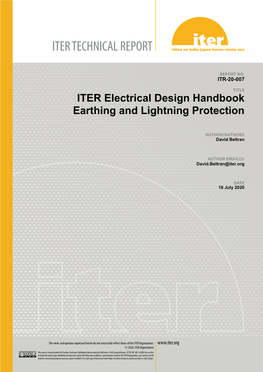 ITER Electrical Design Handbook Earthing and Lightning Protection