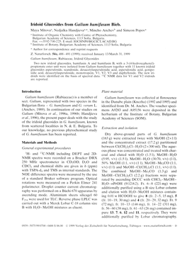 Iridoid Glucosides from Galium Humifusum Bieb