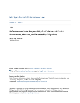 Reflections on State Responsibility for Violations of Explicit Protectorate, Mandate, and Trusteeship Obligations