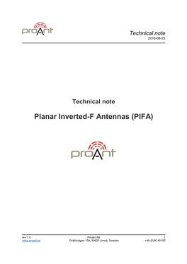 Planar Inverted-F Antennas (PIFA)