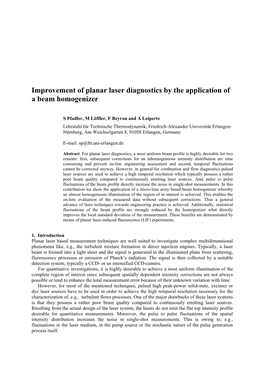 Improvement of Planar Laser Diagnostics by the Application of a Beam Homogenizer