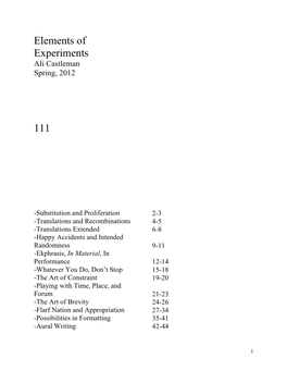 Elements of Experiments