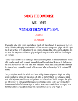 Smoky the Cowhorse Will James Winner of the Newbery Medal