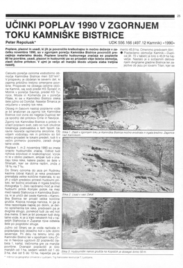 Učinki Poplav 1990 V Zgornjem Toku Kamniške Bistrice