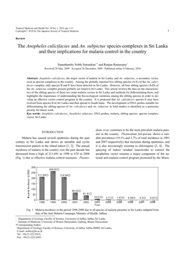 The Anopheles Culicifacies and An. Subpictus Species Complexes in Sri Lanka and Their Implications for Malaria Control in the Country