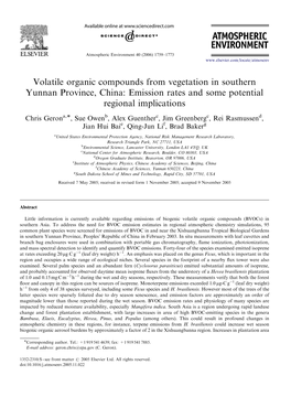 Emission Rates and Some Potential Regional Implications