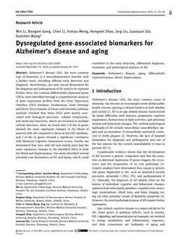 Dysregulated Gene-Associated Biomarkers for Alzheimer's Disease