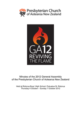 Minutes of the 2012 General Assembly of the Presbyterian Church of Aotearoa New Zealand