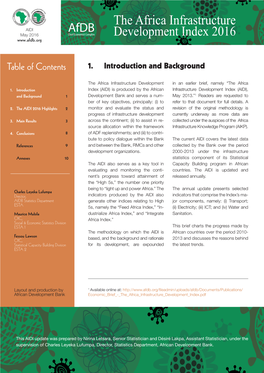 The Africa Infrastructure AIDI Afdb May 2016 Chief Economist Complex Development Index 2016
