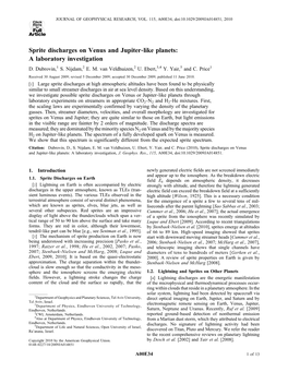 Sprite Discharges on Venus and Jupiter‐Like Planets: a Laboratory Investigation D