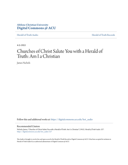 Churches of Christ Salute You with a Herald of Truth: Am I a Christian James Nichols