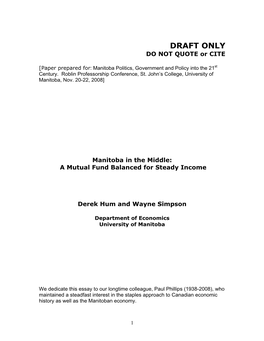DRAFT ONLY DO NOT QUOTE Or CITE
