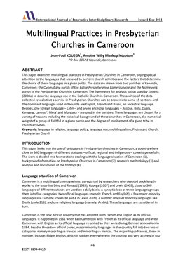 Language Use in the Evangelical Church of Cameroon