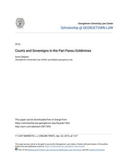 Courts and Sovereigns in the Pari Passu Goldmines