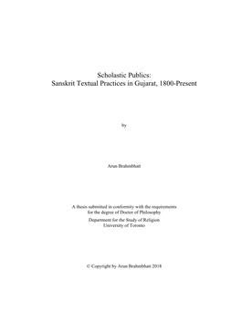 Sanskrit Textual Practices in Gujarat, 1800-Present