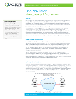 One-Way Delay Measurement Techniques