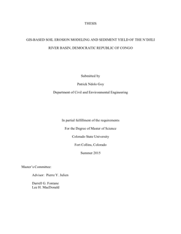 Thesis Gis-Based Soil Erosion Modeling and Sediment