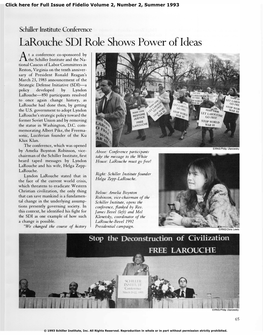 Larouche SDI Role Shows Power of Ideas