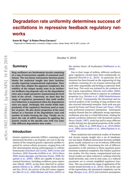 Degradation Rate Uniformity Determines Success of Oscillations in Repressive Feedback Regulatory Net- Works