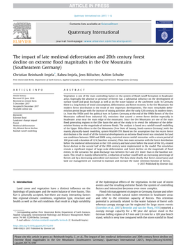 The Impact of Late Medieval Deforestation and 20Th Century Forest Decline on Extreme Flood Magnitudes in the Ore Mountains (Sout