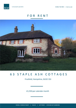 For Rent 63 Staple Ash Cottages