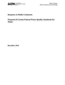 Response to Public Comments Proposal of Certain Federal Water