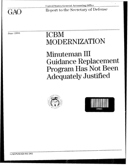 ICBM MODERNIZATION Minuteman III Guidance Replacement Program Has Not Been Adequately Justified