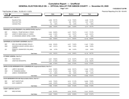 Unofficial-November 3, 2020 General Cumulative