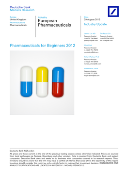 European Pharmaceuticals Pharmaceuticals Industry Update