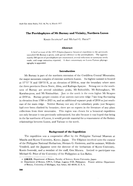 The Pteridophytes Ofmt Hurnay and Vicinity, Northern Luzon