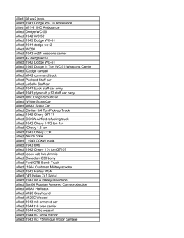 WWII HRS Vehicles