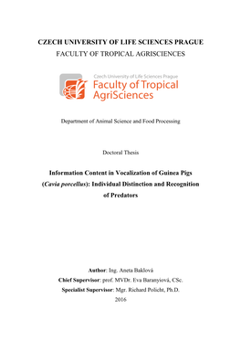 Information Content in Vocalization of Guinea Pigs (Cavia Porcellus)