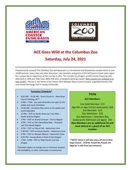 ACE Goes Wild at the Columbus Zoo Saturday, July 24, 2021