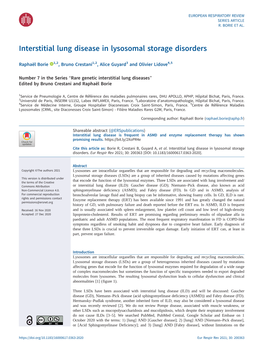 Interstitial Lung Disease in Lysosomal Storage Disorders