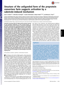 Structure of the Unliganded Form of the Proprotein Convertase Furin Suggests Activation by a Substrate-Induced Mechanism