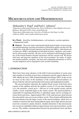 Microcirculation and Hemorheology